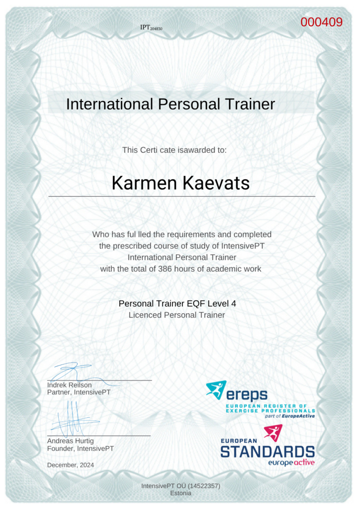International Personal Trainer - Karmen Kaevats